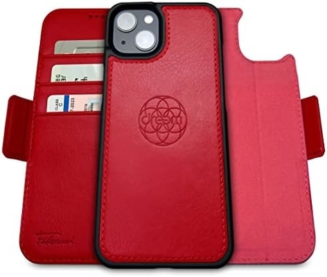 iPhone 13 Portemonnaie / boîtier de choc 2 en 1 et ensemble en cuir végétalien amovible, compatible MagSafe, protégé par RFID