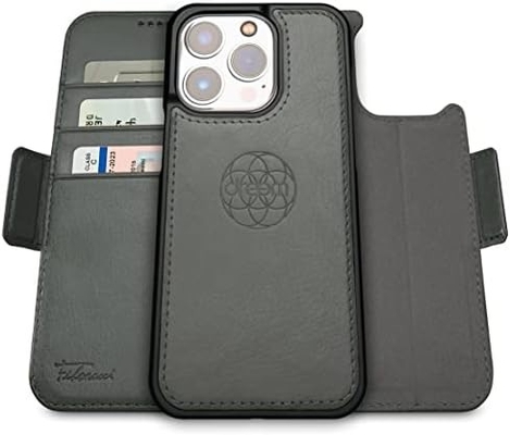 iPhone 13 Portemonnaie / boîtier de choc 2 en 1 et ensemble en cuir végétalien amovible, compatible MagSafe, protégé par RFID