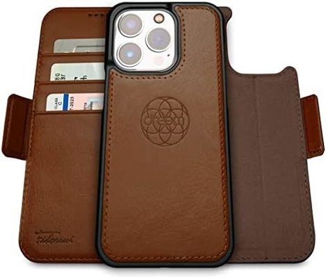 iPhone 13 Portemonnaie / boîtier de choc 2 en 1 et ensemble en cuir végétalien amovible, compatible MagSafe, protégé par RFID
