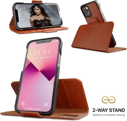 iPhone 13 Portemonnaie / boîtier de choc 2 en 1 et ensemble en cuir végétalien amovible, compatible MagSafe, protégé par RFID