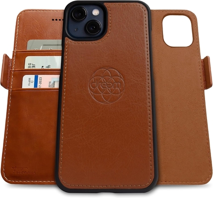 iPhone 13 Portemonnaie / boîtier de choc 2 en 1 et ensemble en cuir végétalien amovible, compatible MagSafe, protégé par RFID