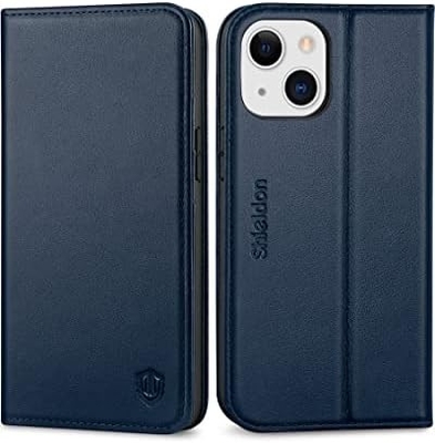 Boîtier pliable pour portefeuille en cuir, joint magnétique, détenteur de fente pour carte RFID, entièrement protégé, compatible avec l'iPhone 13
