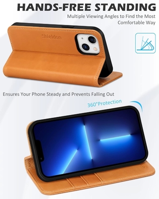 Boîtier pliable pour portefeuille en cuir, joint magnétique, détenteur de fente pour carte RFID, entièrement protégé, compatible avec l'iPhone 13