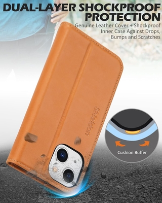 Boîtier pliable pour portefeuille en cuir, joint magnétique, détenteur de fente pour carte RFID, entièrement protégé, compatible avec l'iPhone 13