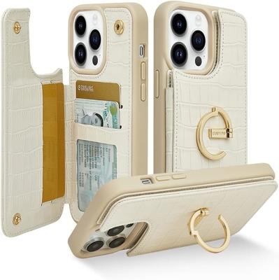 iPhone 13Pro Max 6,7 pouces, portefeuille avec porte-carte, coffret en cuir avec porte-anneau,