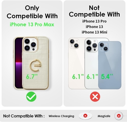 iPhone 13Pro Max 6,7 pouces, portefeuille avec porte-carte, coffret en cuir avec porte-anneau,