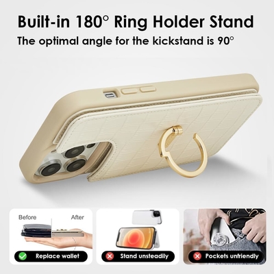 iPhone 13Pro Max 6,7 pouces, portefeuille avec porte-carte, coffret en cuir avec porte-anneau,