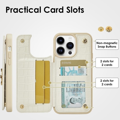 iPhone 13Pro Max 6,7 pouces, portefeuille avec porte-carte, coffret en cuir avec porte-anneau,