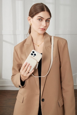 iPhone 12 Pro/iPhone 12 Portemonnaie avec boîte, sac croisé fermeture à glissière, bracelet, portefeuille protégé par RFID -