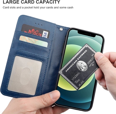 Compatible avec le portefeuille iPhone 12/Pro avec support de carte en cuir PU support de poignet à l'épreuve des chocs boucle de pinceau de 6,1 pouces