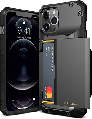 Pour iPhone 12 Pro Max avec [4 cartes]Portefeuille de carte de crédit solide premium pour iPhone 12 Pro Max 6,7 pouces