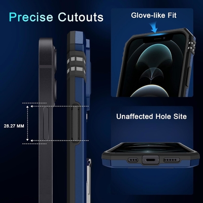 iPhone 12 Pro Max avec couverture de caméra de diapositive + protecteur d'écran ((1 paquet),Ring roté Kickstand de qualité militaire étanche aux chocs