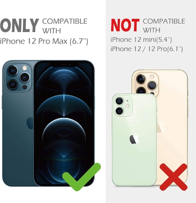 Étui pour iPhone 12 Pro Max avec couverture de caméra et support de pied, couverture de protection de blindage militaire,