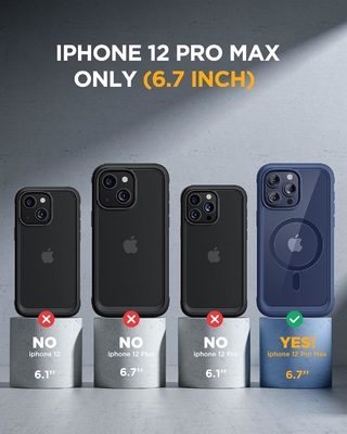 Magnétique pour iPhone 12 Pro Max Casse entièrement intégré Protecteur d'écran en verre &amp; Protecteur de caméra