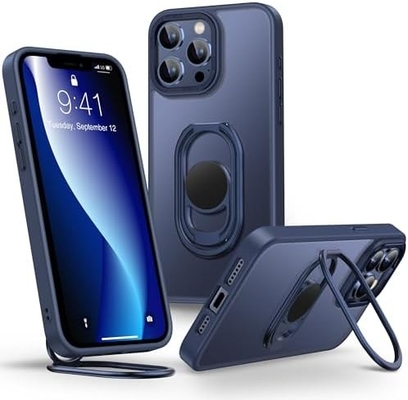 Écrans pour iPhone 12 Pro Max étui avec support, étui téléphonique dégagé avec double porte-anneau [réglable et pliable]