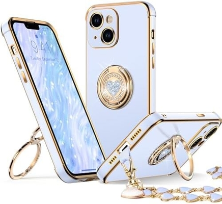 Étui iPhone 12 Pro Max avec support, étui téléphonique avec double support de coupe, étui de protection de luxe pour femmes