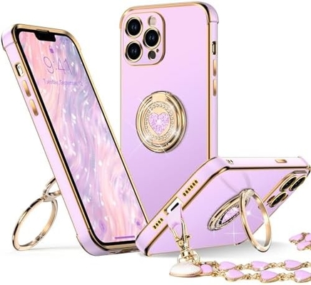 Étui iPhone 12 Pro Max avec support, étui téléphonique avec double support de coupe, étui de protection de luxe pour femmes