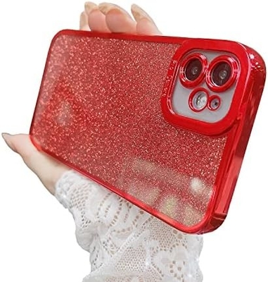 iPhone 12 Pro Max conception de boîtier transparent, intégré dans le luxe papier brillant de paillettes, pop et beau