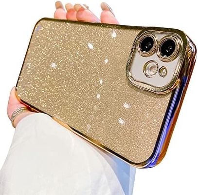 iPhone 12 Pro Max conception de boîtier transparent, intégré dans le luxe papier brillant de paillettes, pop et beau