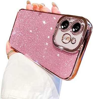 iPhone 12 Pro Max conception de boîtier transparent, intégré dans le luxe papier brillant de paillettes, pop et beau
