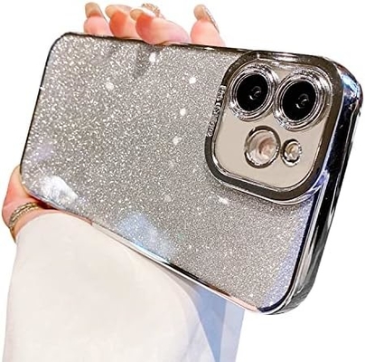 iPhone 12 Pro Max conception de boîtier transparent, intégré dans le luxe papier brillant de paillettes, pop et beau