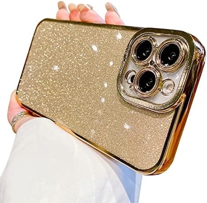 iPhone 12 Pro Max conception de boîtier transparent, intégré dans le luxe papier brillant de paillettes, pop et beau