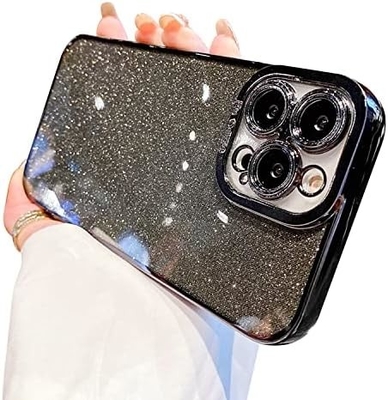 iPhone 12 Pro Max conception de boîtier transparent, intégré dans le luxe papier brillant de paillettes, pop et beau
