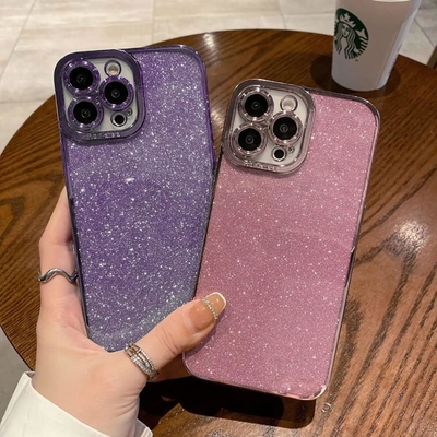 iPhone 12 Pro Max conception de boîtier transparent, intégré dans le luxe papier brillant de paillettes, pop et beau