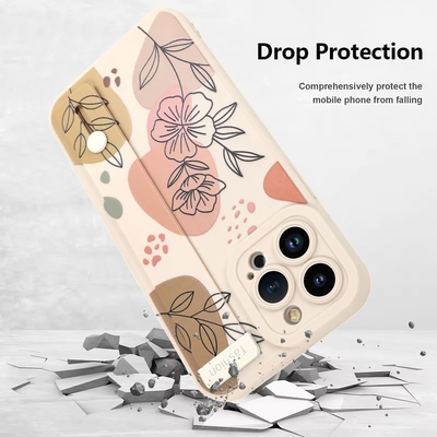 Étui en silicone pour iPhone 12 Pro Max avec courroie pour femmes filles fleurs florales mignonnes design de motif élastique réglable