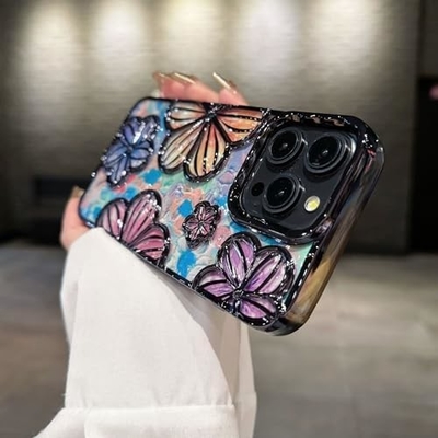 iPhone 12 Pro Max étui de 6,7 pouces, étui de téléphone en fleurs 3D clair pour femmes filles de luxe revêtement d'étui floral couverture esthétique