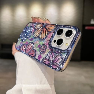 iPhone 12 Pro Max étui de 6,7 pouces, étui de téléphone en fleurs 3D clair pour femmes filles de luxe revêtement d'étui floral couverture esthétique