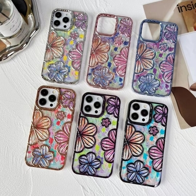 iPhone 12 Pro Max étui de 6,7 pouces, étui de téléphone en fleurs 3D clair pour femmes filles de luxe revêtement d'étui floral couverture esthétique