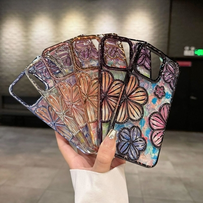 iPhone 12 Pro Max étui de 6,7 pouces, étui de téléphone en fleurs 3D clair pour femmes filles de luxe revêtement d'étui floral couverture esthétique