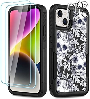 5 en 1 pour iPhone 15 Plus Casse, avec 2 paquets de protecteur d'écran + 2 paquets de protecteur de lentille de caméra, dur dur dur