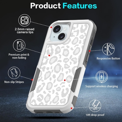 5 en 1 pour iPhone 15 Plus Casse, avec 2 paquets de protecteur d'écran + 2 paquets de protecteur de lentille de caméra, dur dur dur