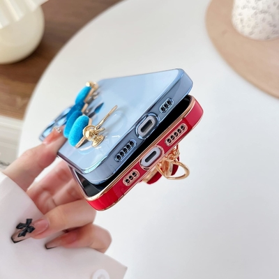 Pour l'iPhone 12 Pro Max Casse,Cute Plating Love Heart Poignet de la ceinture de la chaîne Bracelet Doux Compatible avec