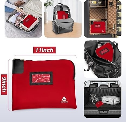 Sac à main étanche avec serrure et 2 clés, sac à argent avec fermeture à glissière, sacs de sécurité pour l'argent, sac de dépôt bancaire durable, sac de documents en nylon, sac de portefeuille de chèques de pièces, petit sac à argent, 11 x 9 pouces, rouge