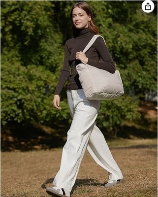 BAGSMART Women's Handbag, Lightweight and Fluffy Handbag, Multi-compartment Woven Shoulder Bag Handbag, Suitable for Travel, Work and Gym Use