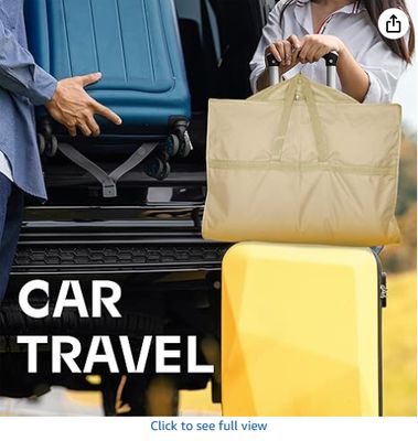 Sac à vêtements de voyage 43" avec poche zippée pour accessoires, sac à costume robuste pour costumes, smokings, robes, manteaux, beige, 1 paquet