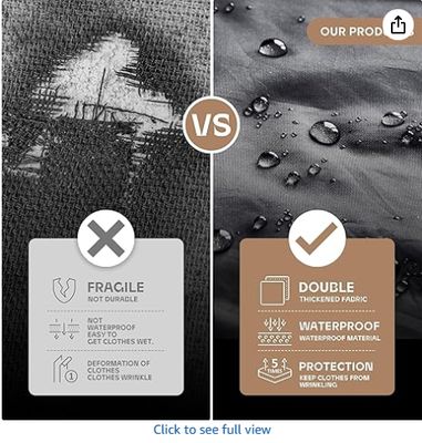 Sac à vêtements de voyage 43" avec poche zippée pour accessoires, sac à costume robuste pour costumes, smokings, robes, manteaux, beige, 1 paquet