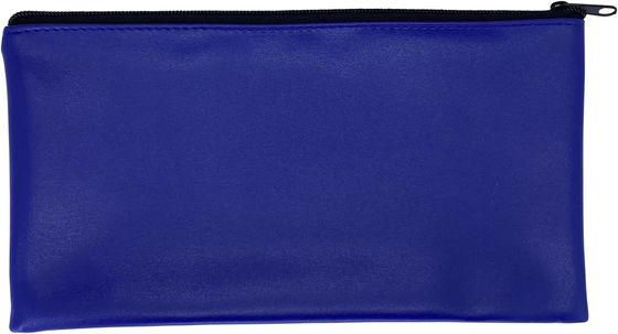 Sac à fermeture éclair pour dépôt de sécurité Blue Bank, extérieur en similicuir enduit de vinyle résistant à l'eau avec doublure intérieure douce. Pour le stockage d'espèces, de chèques, de pièces de monnaie et d'argent, et plus encore. 11x6 pouces