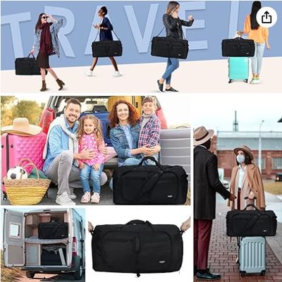 Sac de voyage Fmeida 65L avec compartiment à chaussures, sacs de voyage pliables pour hommes et femmes, grand sac de voyage pliable résistant à l'eau et aux déchirures