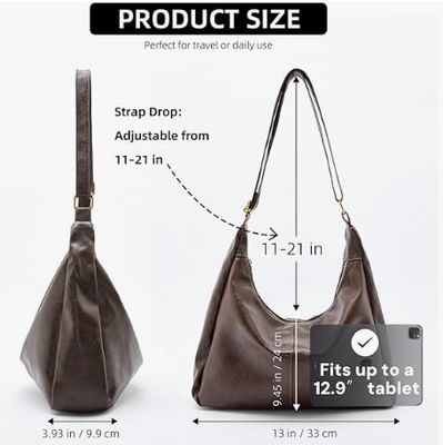 Sacs Hobo pour Femmes, Sac à Main Épaule en Cuir Vegan Ultra Souple et Pliable, Sacs Fourre-Tout Décontractés et Élégants