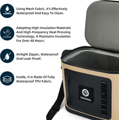 Sac de refroidisseur étanche à l'eau avec rétention de glace 24 heures TPU imperméable à la fuite Construction pour camping en plein air Pêche et voyages en voiture