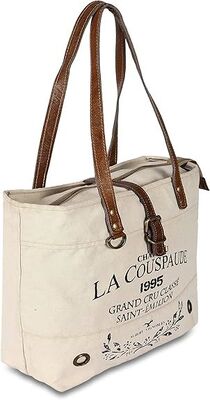 Sac à bandoulière en toile recyclée de grande taille pour femmes, sac fourre-tout bohème