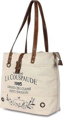 Sac à bandoulière en toile recyclée de grande taille pour femmes, sac fourre-tout bohème