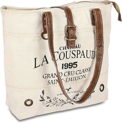 Sac à bandoulière en toile recyclée de grande taille pour femmes, sac fourre-tout bohème