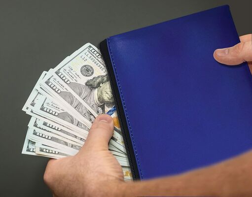 Meilleur produit de bureau 6 Pack, sac de dépôt bancaire de sécurité fermé à la fermeture à glissière, cuir, sac à main, sac à monnaie, sac à main, bleu