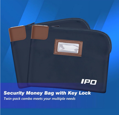 Sac à main imperméable à l'eau avec clé verrouillée, 2 sacs de monnaie, sac de dépôt bancaire, 11 x 8,6 pouces, accessoires de verrouillage pour hommes et femmes, sac à main portable pour voyages, sac à main portable pour voyages, protège les passeports et les objets de valeur.