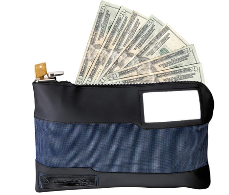 Master Lock 7120D Sac à billets avec serrure à clé et fermeture éclair pour espèces, 11-1/2 po. Longue pochette de voyage portable verrouillable pour protéger les passeports et les objets de valeur, bleu